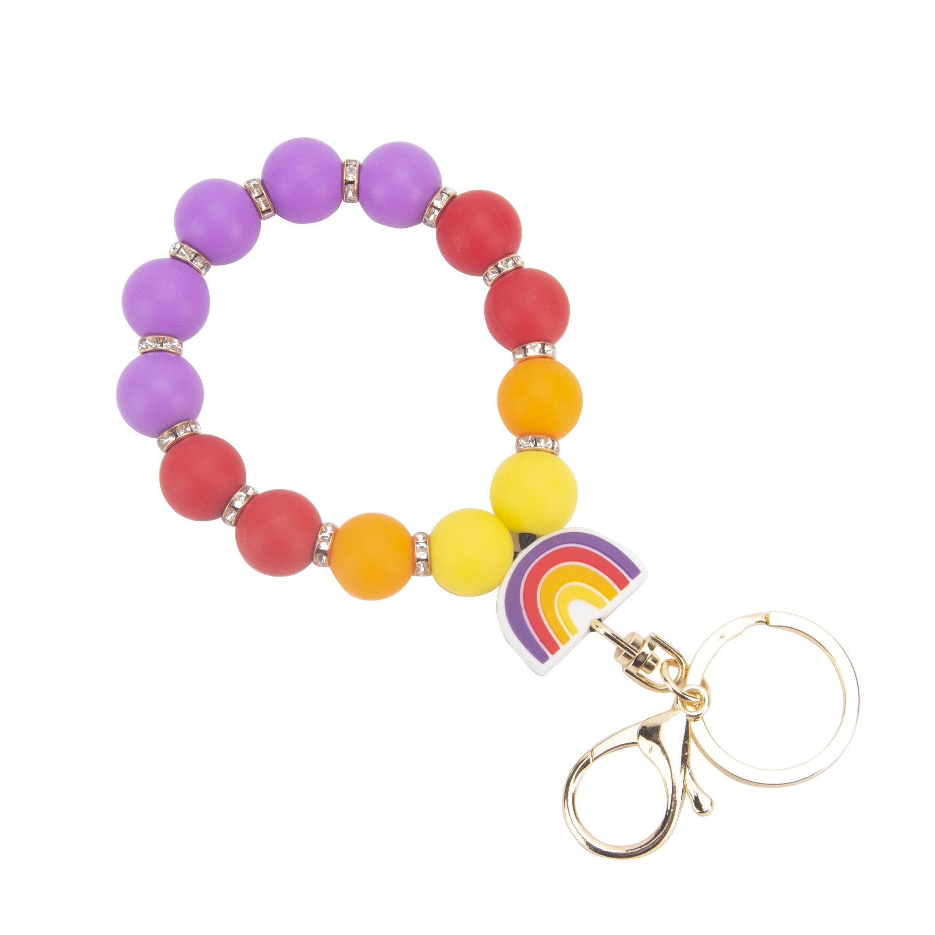 Wholesale Silicone Small Rainbow Beads Keychains